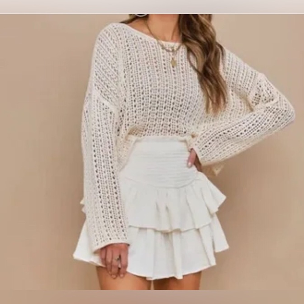 Miou Muse Queensland Smocked Ruffle Mini Skort S NWT